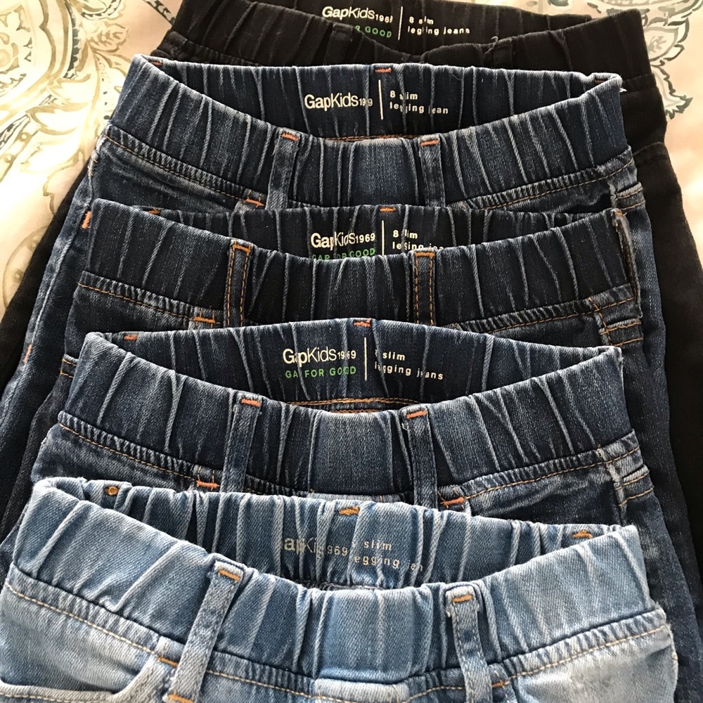 5 Pairs Gap Kids Girls Legging Jeans, Size 8 Slim